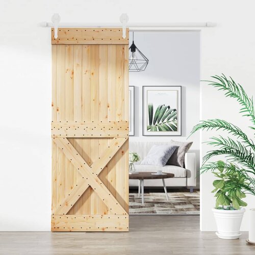 vidaXL Drsna vrata s kompletom vodil 80x210 cm trdna borovina Cene
