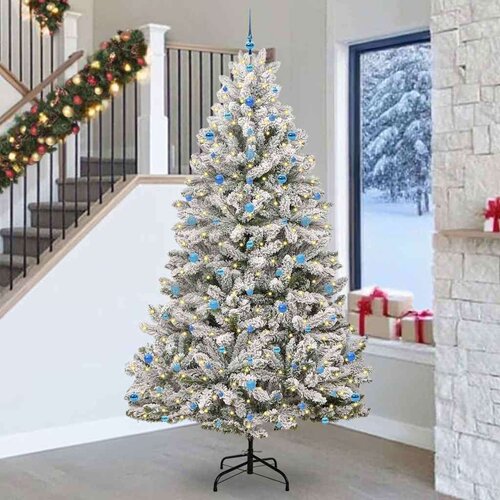 vidaXL Umjetno božićno drvce Zelena i bijela 270 cm PVC i metal Cijene