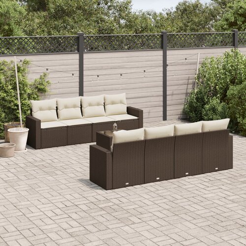 VidaXL 9-dijelni set vrtnih sofa s jastucima poliratan smeđi Slike