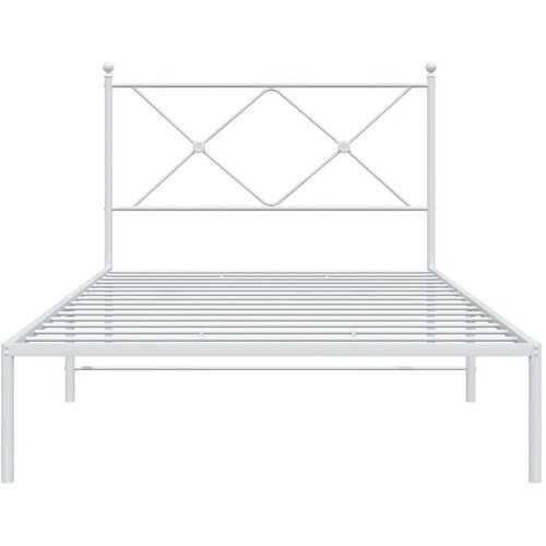  Metalni okvir za krevet s uzglavljem bijeli 100x200 cm Slike