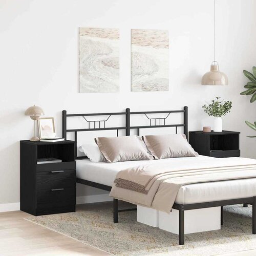  Noćni ormar 2 pcs Crni hrast 40 x 35 x 65 cm Konstruirano drvo Slike