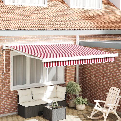 vidaXL Avtomatska retraktibilna tenda rdeča in bela črta 350x250 cm Cene