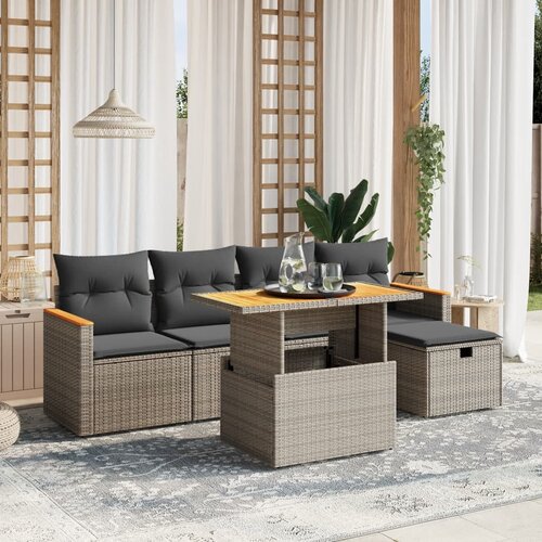 vidaXL 6-dijelni set vrtnih sofa od poliratana s jastucima sivi Cijene