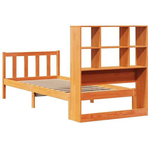 vidaXL Knjižna postelja brez vzmetnice vošč. rjava 75x190 cm borovina Cene