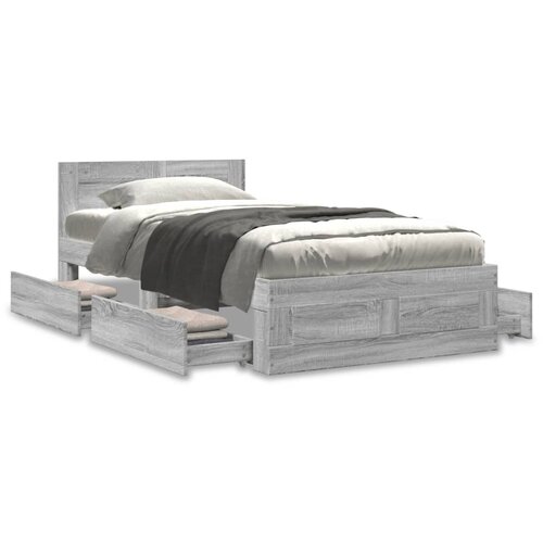 VidaXL Okvir za krevet s uzglavljem boja sivog hrasta sonome 75x190 cm Slike