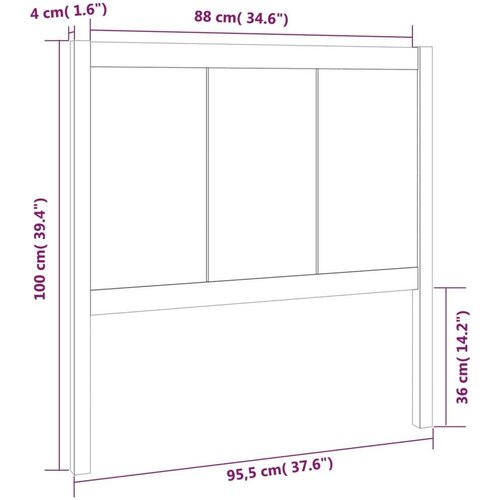  Uzglavlje za krevet crno 95 5 x 4 x 100 cm od masivne borovine Slike