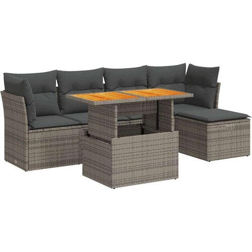 VidaXL 6-dijelni set vrtnih sofa od poliratana s jastucima sivi Slike
