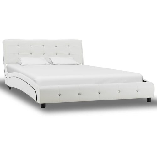 VidaXL Posteljni okvir belo umetno usnje 120x200 cm Slike