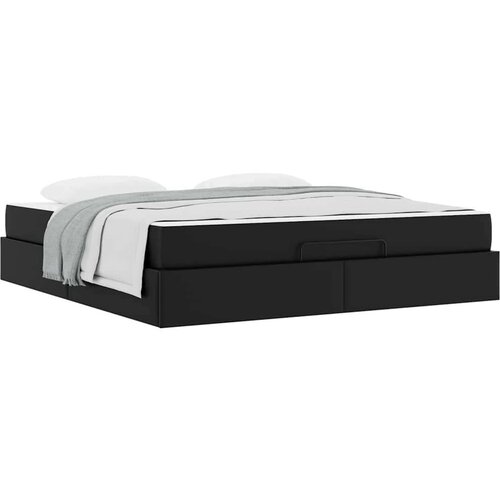 VidaXL Okvir kreveta s madracem Crna 180 x 200 cm Umjetna koža Slike