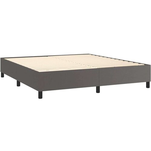  Krevet s oprugama i madracem sivi 160x200 cm od umjetne kože Slike