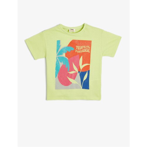 Koton T-Shirt Summer Theme Short Sleeve Crew Neck Cotton Slike