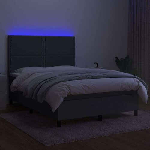  Box spring s madracem LED tamnosivi 140x200 cm tkanina Slike
