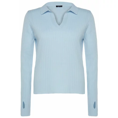 Trendyol Curve Plus Size Sweater - Blue - Fitted