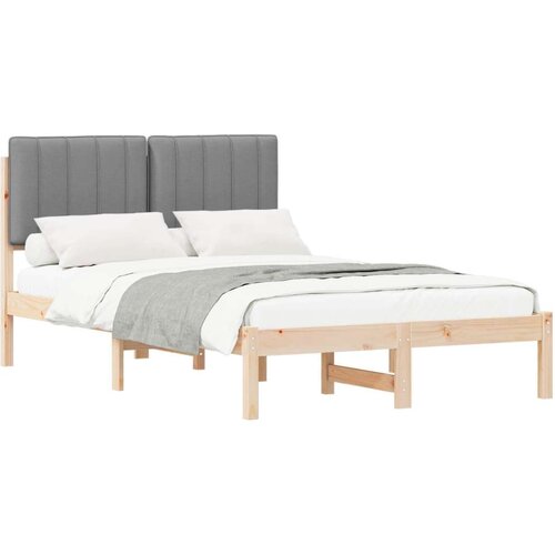  Krevetni okvir s tapiciranim uzglavljem - Prirodna i svjetlosiva 120 x 200 cm Slike
