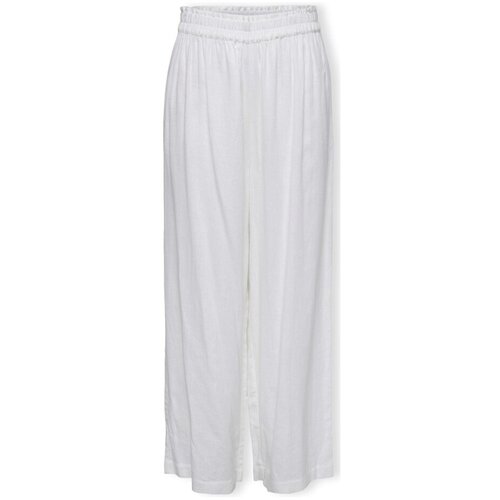 Only Hlače Noos Tokyo Linen Trousers - Bright White Bela Cene