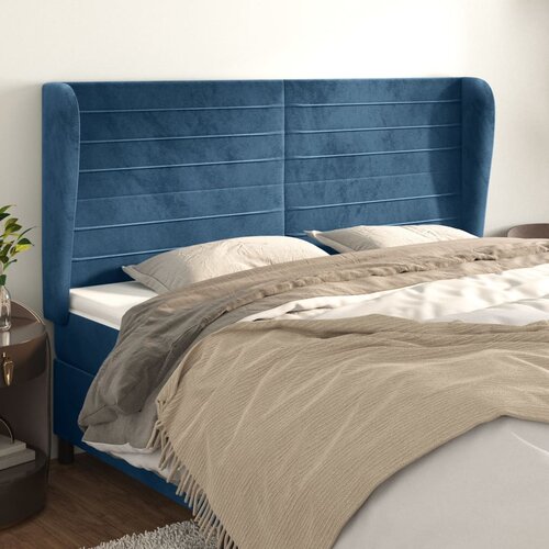 vidaXL Vzglavje z ušesi temno modra 183x23x118/128 cm žamet Cene
