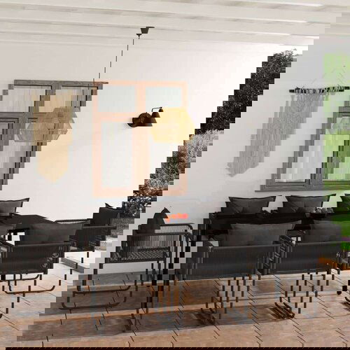  9-dijelni vrtni blagovaonski set crni Cijene