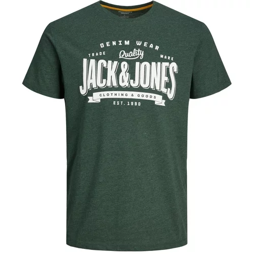 Jack & Jones Majica zelena melange / bijela