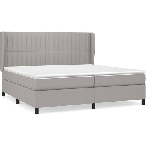  Krevet s oprugama i madracem svjetlosivi 200 x 200cm od tkanine Slike