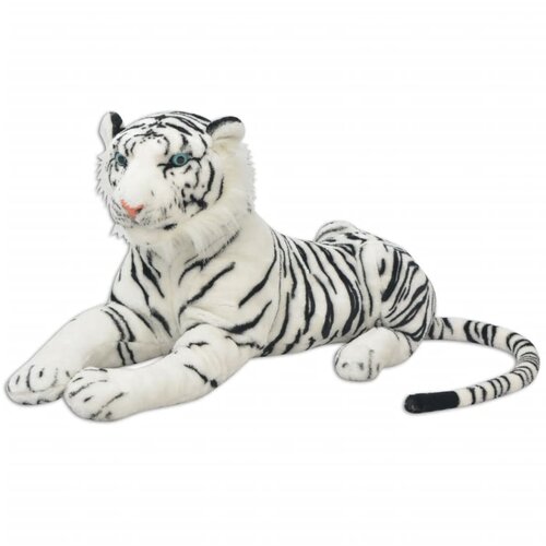 VidaXL Igračka Tigar Pli&amp;scaron; Bijela boja XXL Slike