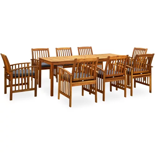 vidaXL 3058093 9 Piece Garden Dining Set with Cushions Solid Acacia Wood (45963+312130+2x312131)