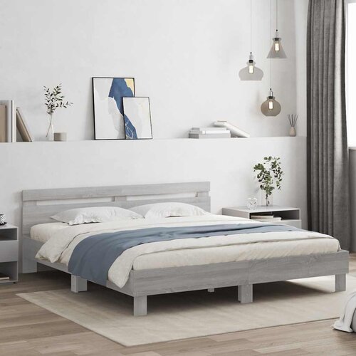  Okvir kreveta s uzglavljem LED siva boja hrasta 160x200 cm Cijene
