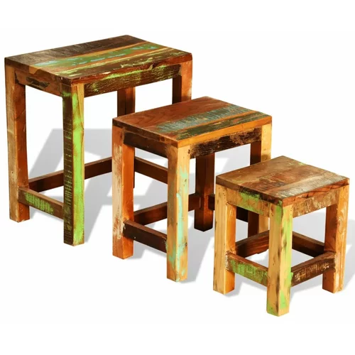  Set Uklapajućih Vintage Stolića 3 kom Obnovljeno Drvo