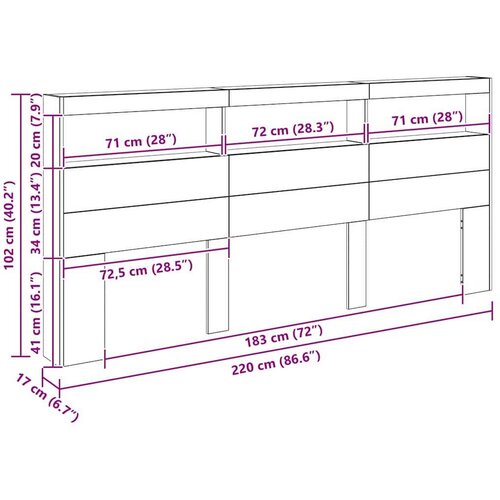  Uzglavlje Staro drvo 220 x 17 x 102 cm Konstruirano drvo Slike
