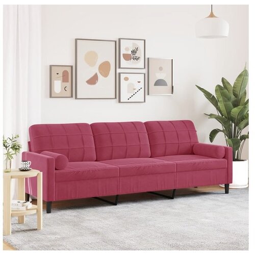 VidaXL Trosjed s ukrasnim jastucima boja vina 210 cm bar&amp;scaron;unaste Slike
