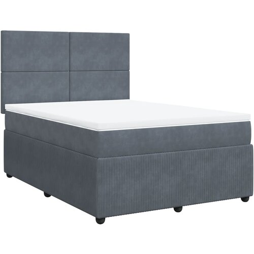 vidaXL Box spring postelja z vzmetnico temno siva 160x200 cm žamet, (21310133) Cene