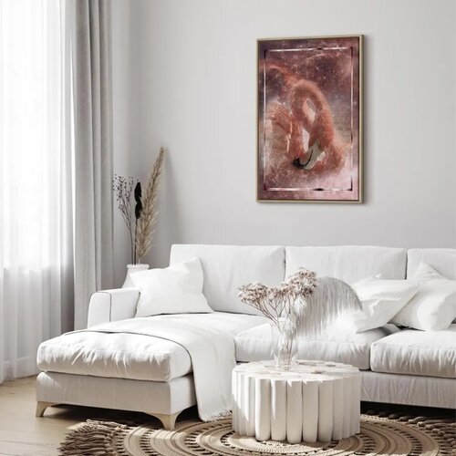  Slika - Space Flamingo (1 Part) Vertical 60x90 U prirodnom drvenom okviru Slike