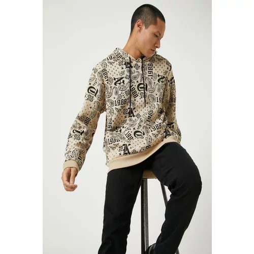 Koton Men's Beige Patterned Sweatshirt