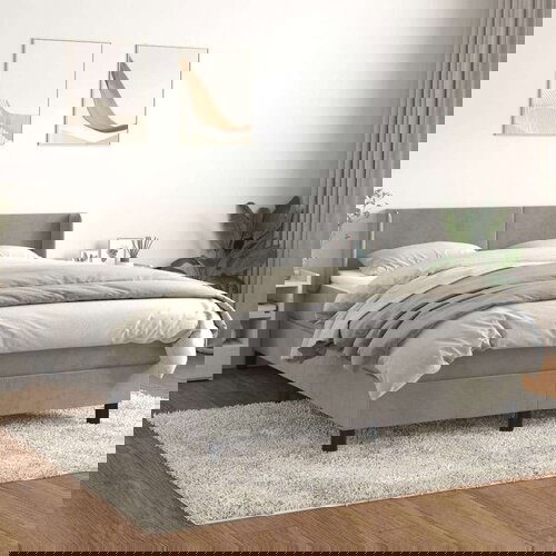  Box spring postelja z vzmetnico svetlo siva 140x200 cm žamet, (20846734) Slike