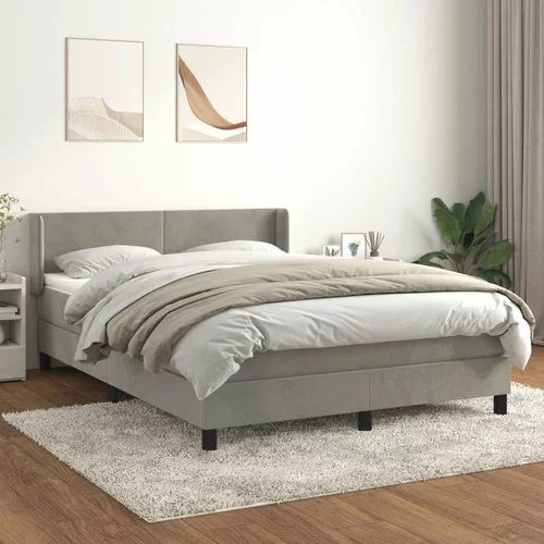  Box spring postelja z vzmetnico svetlo siva 140x200 cm žamet, (20846734)