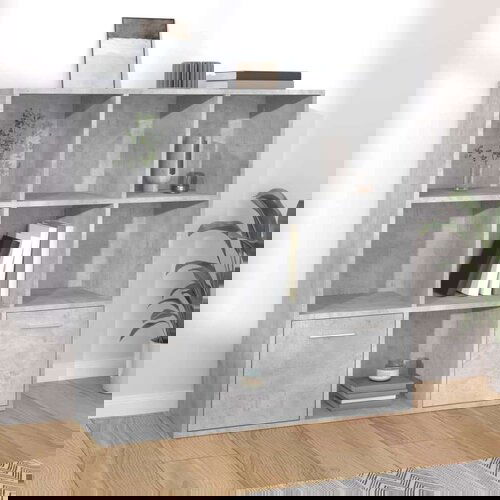 Ormarić za knjige boja betona 98 x 30 x 98 cm konstruirano drvo Slike