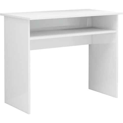 Maison Chic Pisalna miza - pisarni&amp;scaron;ka miza - Računalni&amp;scaron;ka miza visok sijaj bela 90x50x74 cm iverna plo&amp;scaron;ča, (21785182) Slike