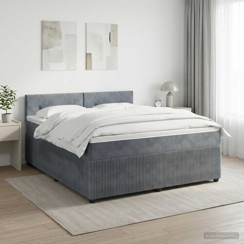  Boxspring krevet s madracem Tamnosiva 160 x 200 cm Bar&amp;scaron;un Slike