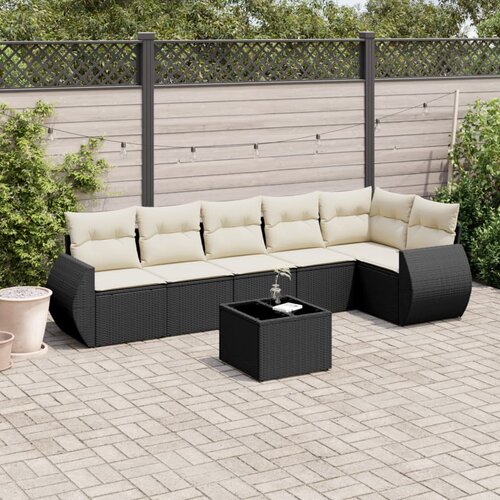 vidaXL 7-dijelni set vrtnih sofa od poliratana s jastucima crni Cijene