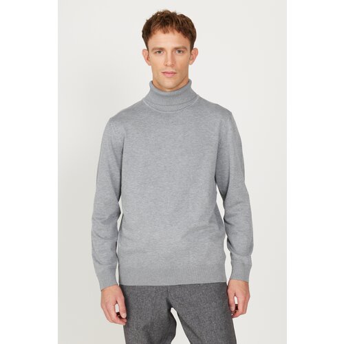 ALTINYILDIZ CLASSICS Men's Gray Melange Standard Fit Regular Fit Full Turtleneck Knitwear Sweater Cene