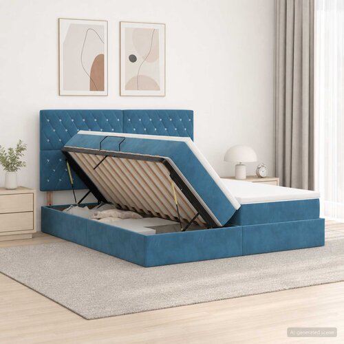  Krevet s od storage s pohranom Tamno plava 200 x 200 cm Bar&scaron;un Cijene