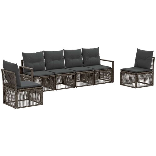 vidaXL Vrtna sedežna garnitura 6 pcs Siva poli ratan, (5000270205) Cene