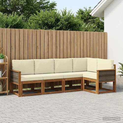  Set vanjskih sofa 5 kom. Prirodna i krem Poliester Smeđa 243 x 124,5 x 73 cm Cene