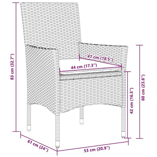  9-dijelni vrtni blagovaonski set s jastucima poliratan i staklo Siva 190 x 90 x 75 cm Slike