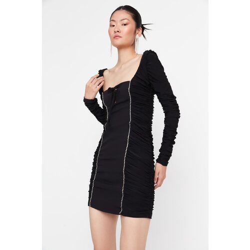 Trendyol Black Stone Stripe Detailed Woven Dress Slike