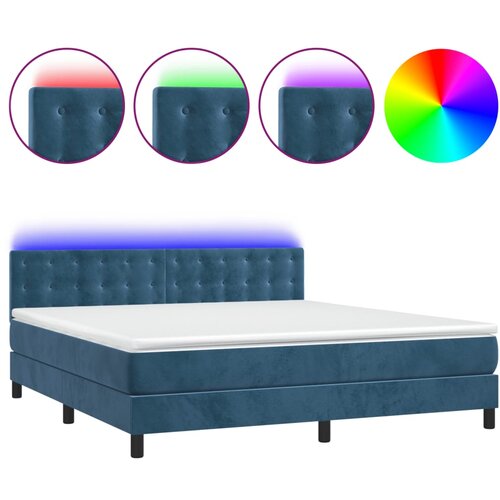 Maison Chic Box spring postelja - Vzmetna postelja z vzmetnico LED temno modra 160x200cm žamet SL22130, (21890535) Cene