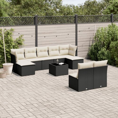 vidaXL 10-dijelni set vrtnih sofa s jastucima crni od poliratana Cijene