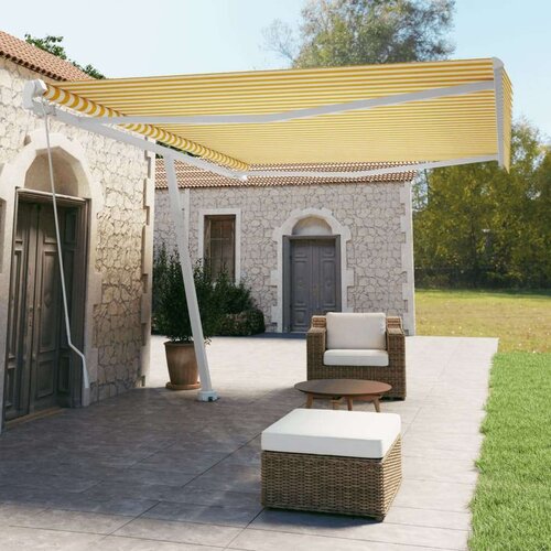  Samostojeća tenda na ručno uvlačenje 500 x 350 cm žuto-bijela Slike