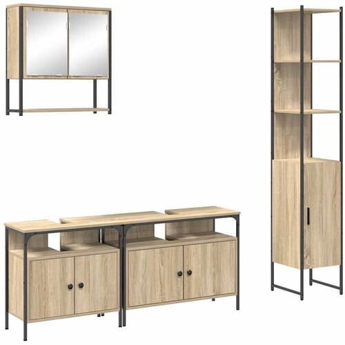 vidaXL Komplet pohi&scaron;tva za kopalnico s polico 4 pcs Sonoma hrast, (5000157240) Cene
