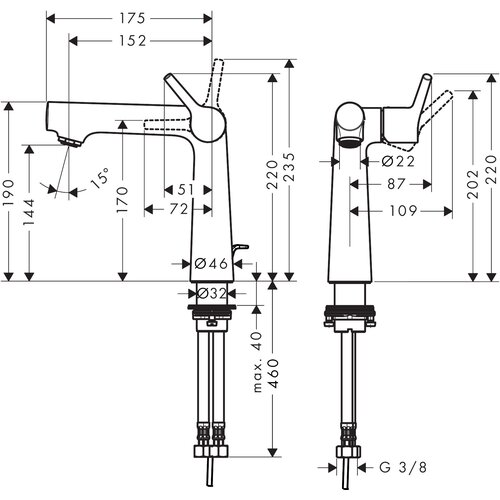 Hansgrohe Talis S slavina za umivaonik 140 sa podsklopom 72113000 Slike