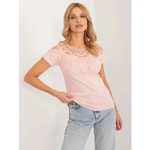 Fashion Hunters Cotton peach blouse with lace